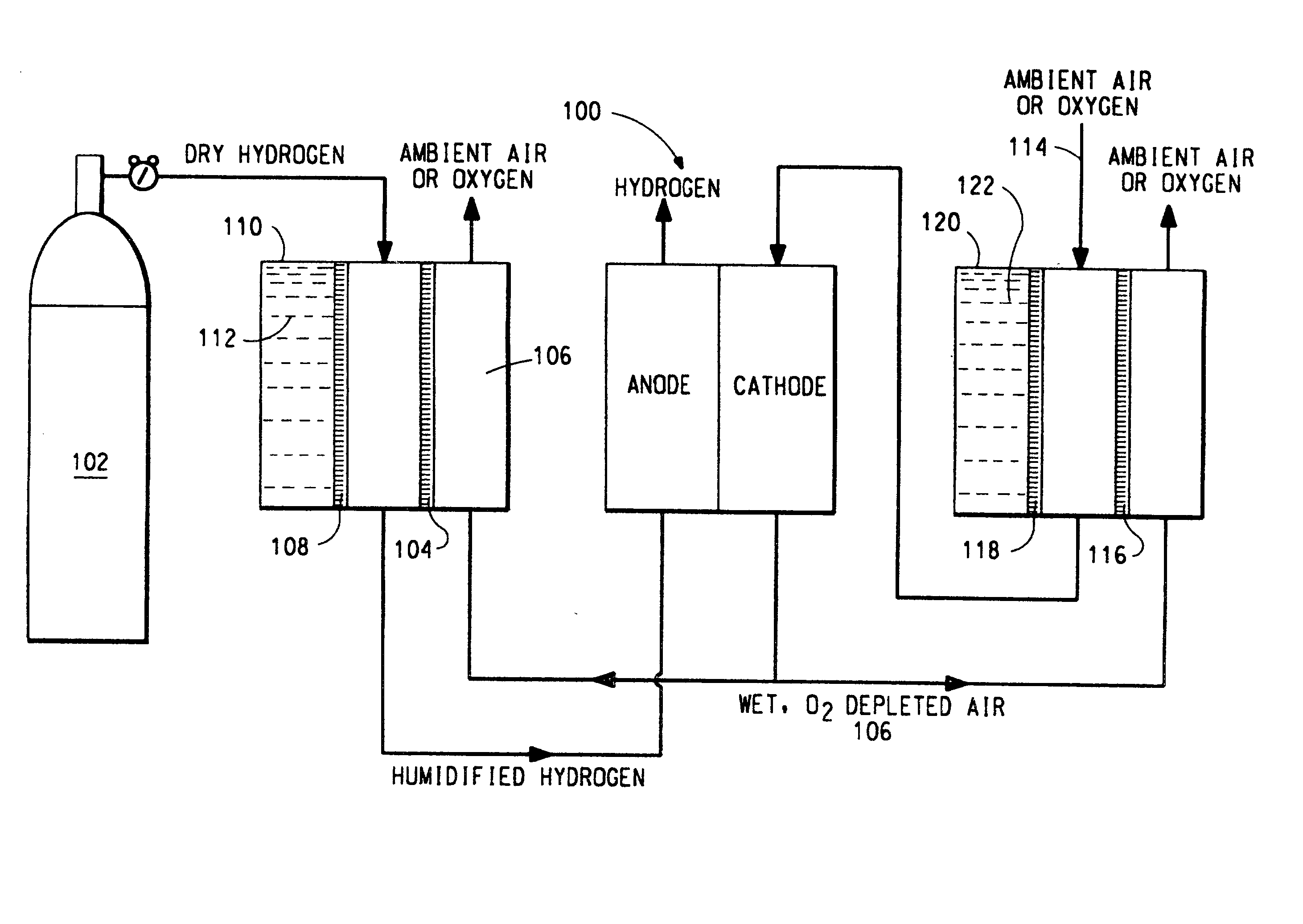 Humidifying gas induction or supply system