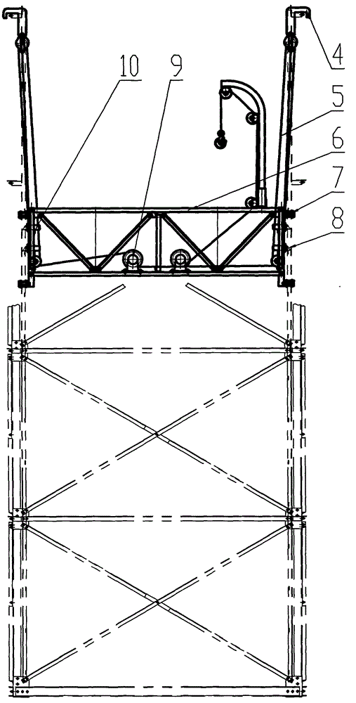 Self-lifting mounting platform for steel head material hoister and mounting method for mounting platform