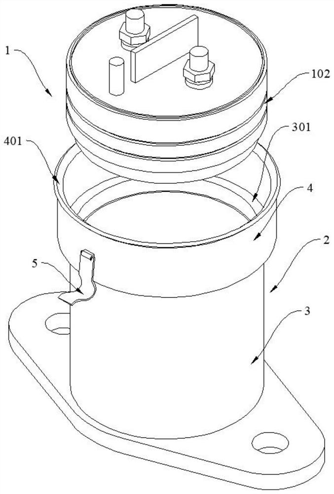 Sealing structure and sealing method of plastic sealing new energy high-voltage direct-current relay