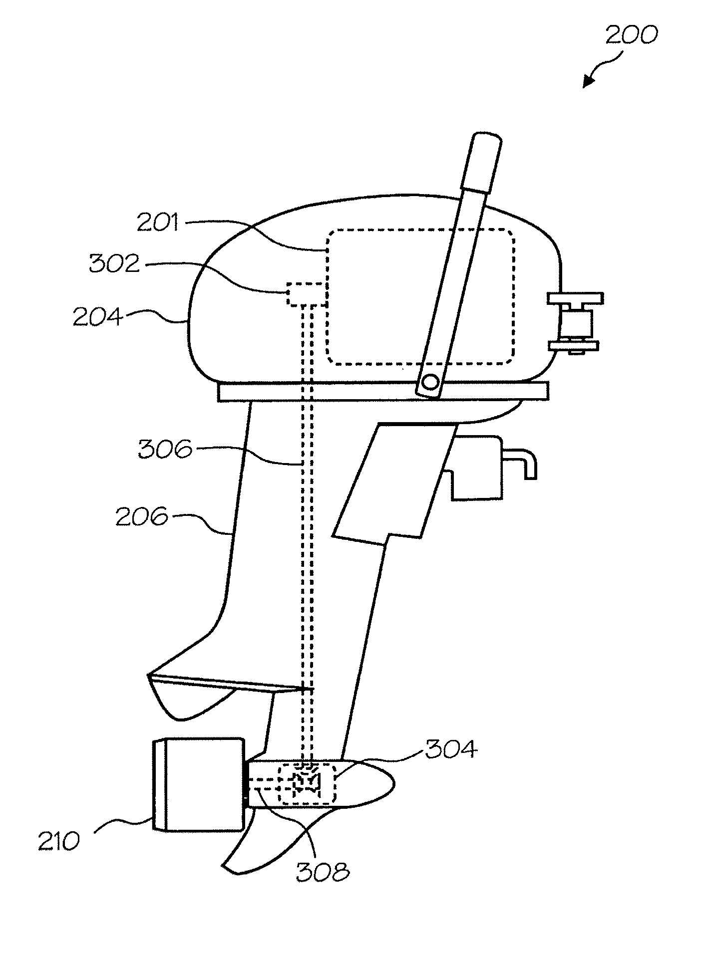 Safe efficient outboard motor assembly