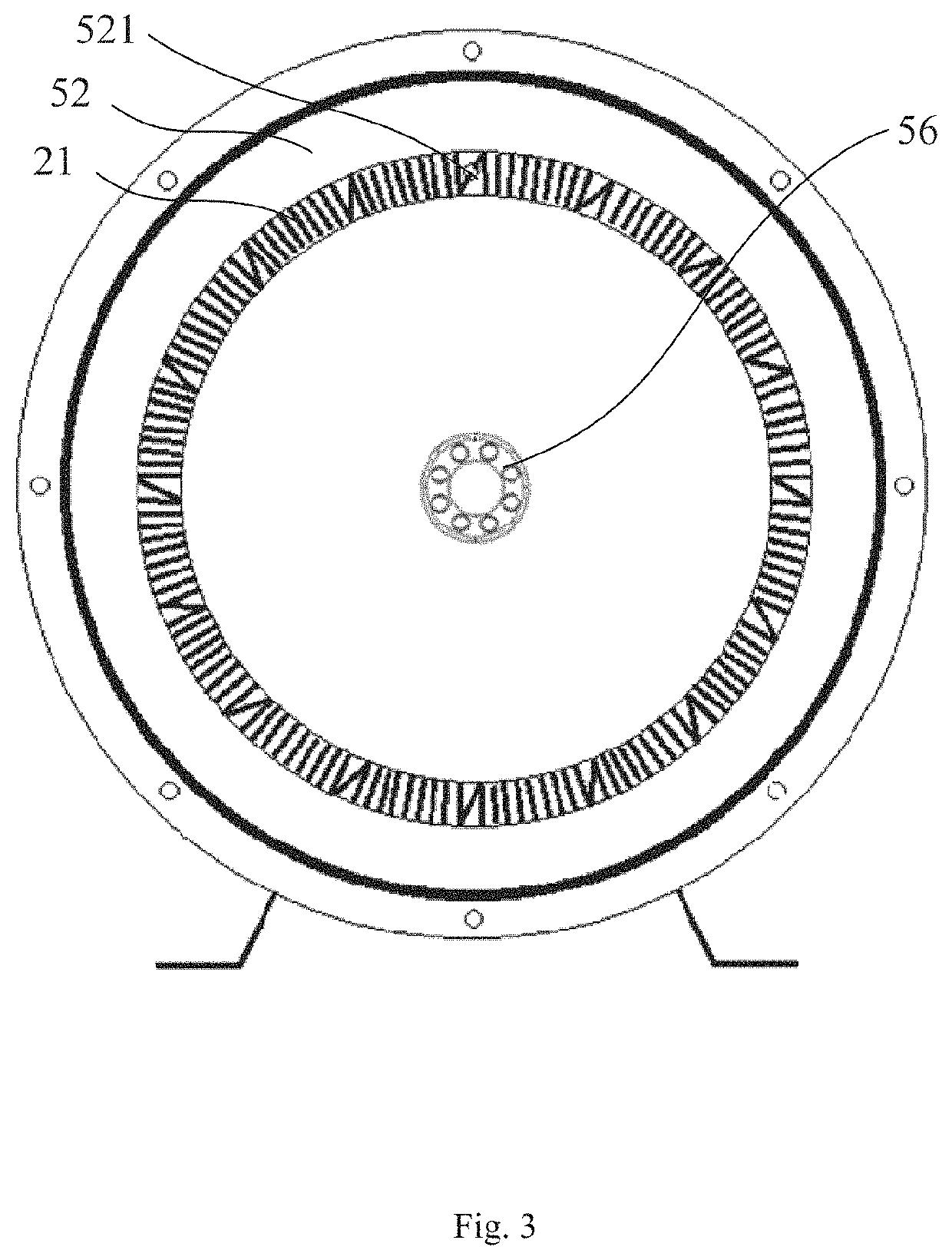 Rare-earth permanent-magnetic axial coreless generator with double magnetic circuits