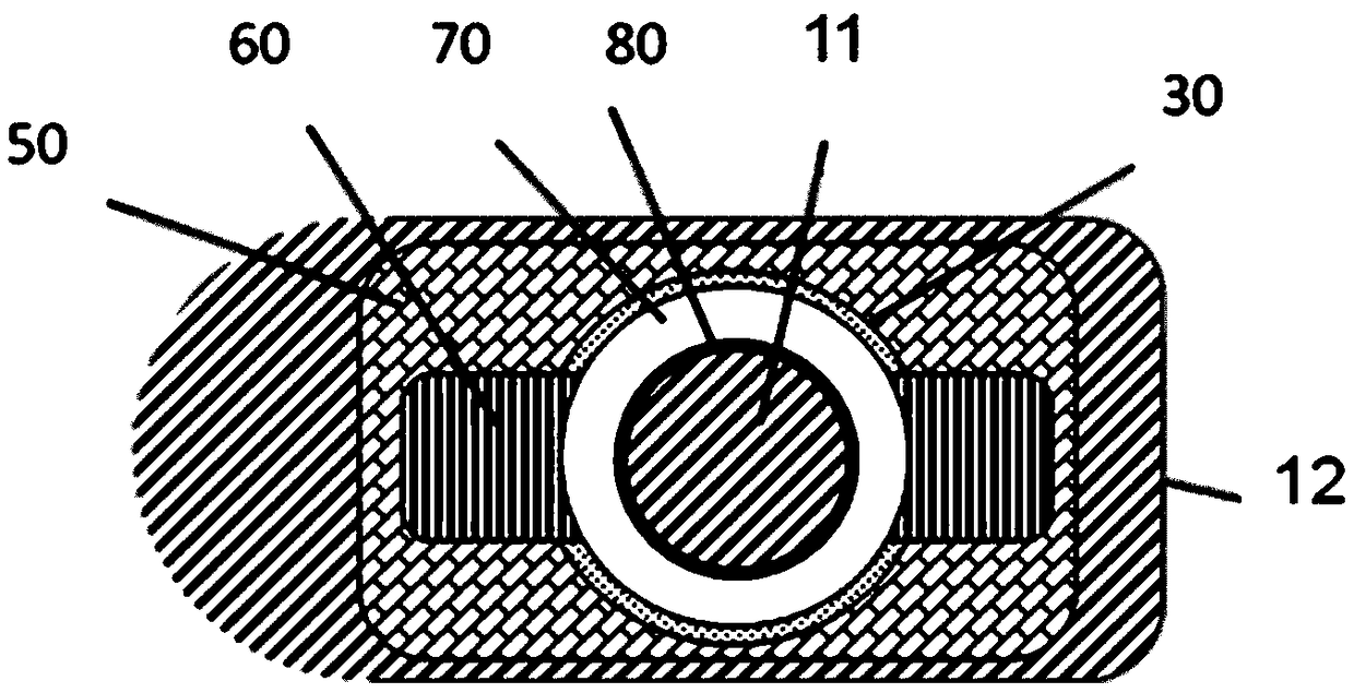 Battery electrode polar column glass sealing-in structure and method