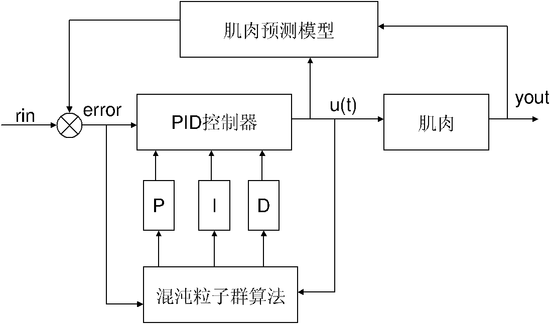 Setting method of functional electrical stimulation PID (Proportion Integration Differentiation) parameter double source characteristic fusion particle swarm