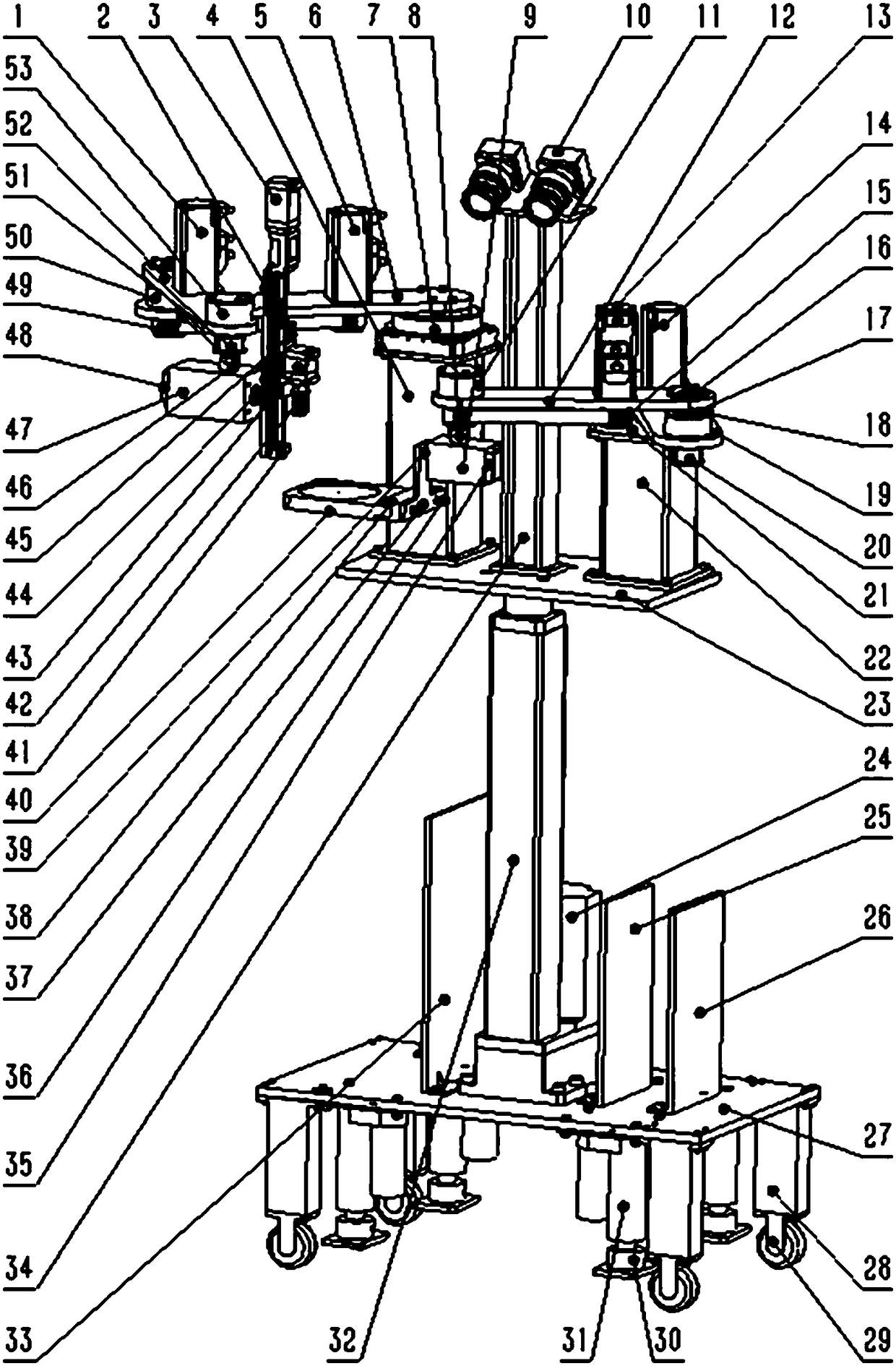 Floor type automatic puncture device for tumor radioactive seed implantation treatment