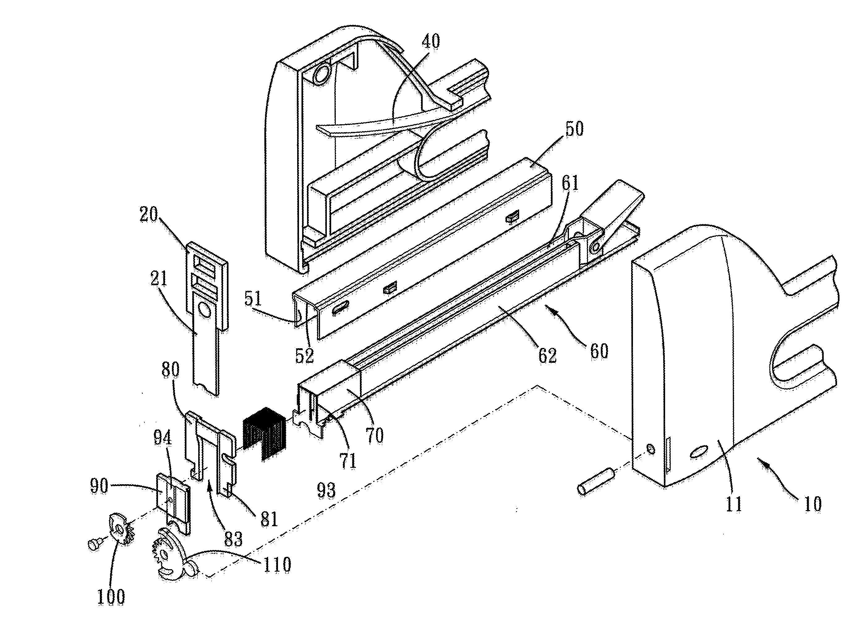 Nailing device adapted for nail units of different sizes