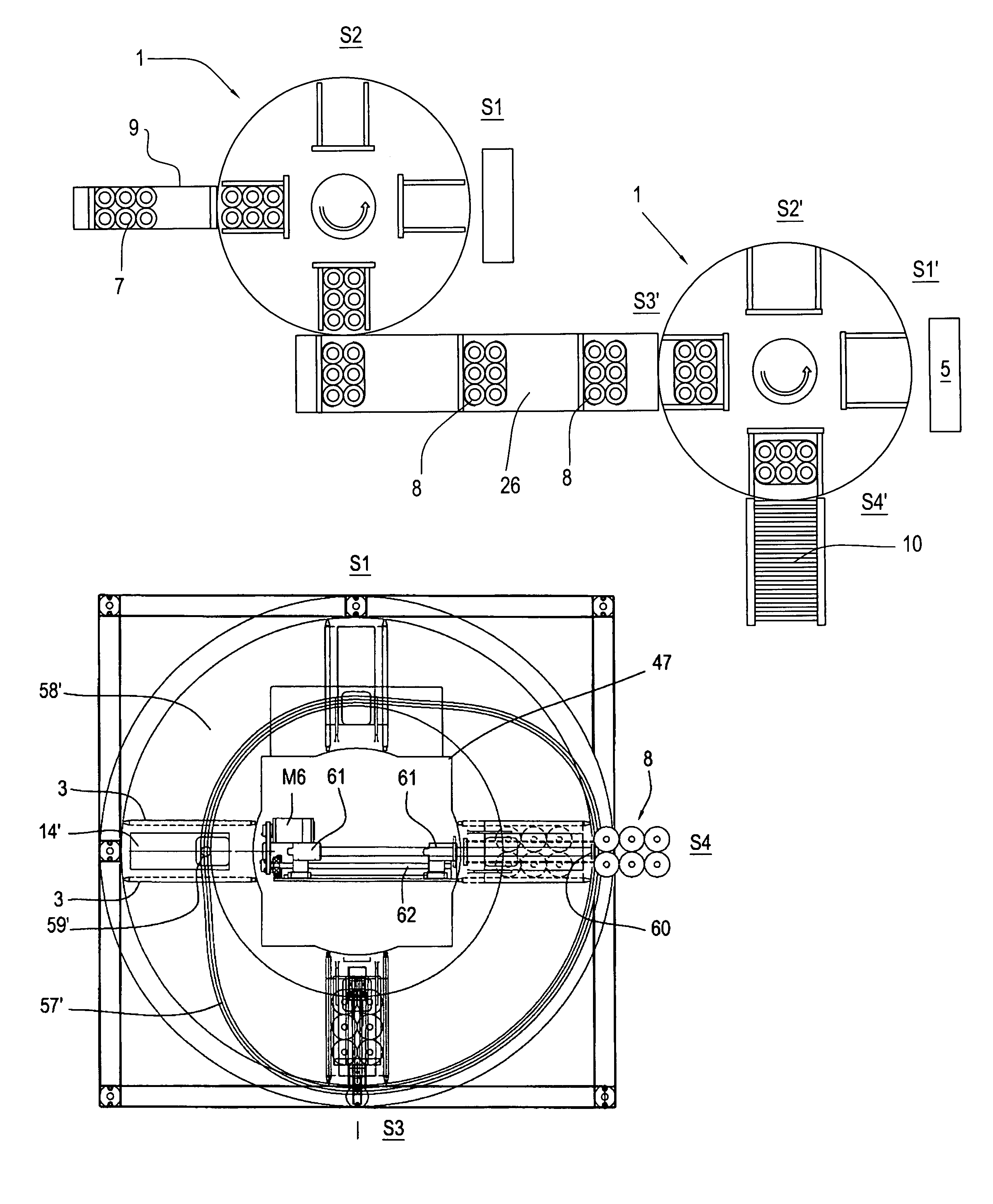 Machine for wrapping groups of products with tubular lengths of stretch film