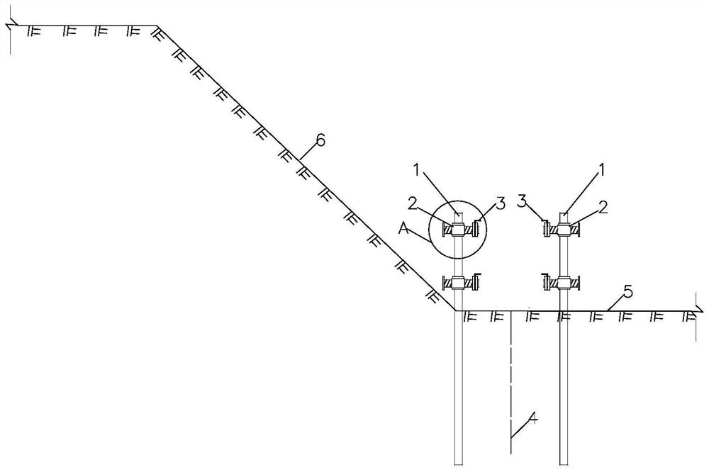 Channel slope toe concrete key wall construction method