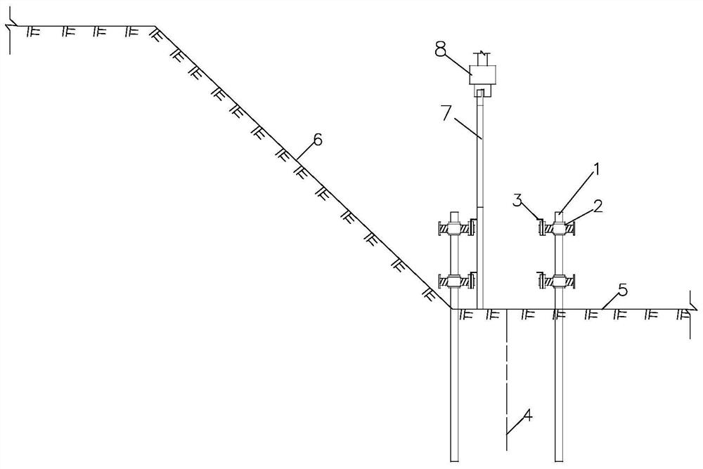 Channel slope toe concrete key wall construction method