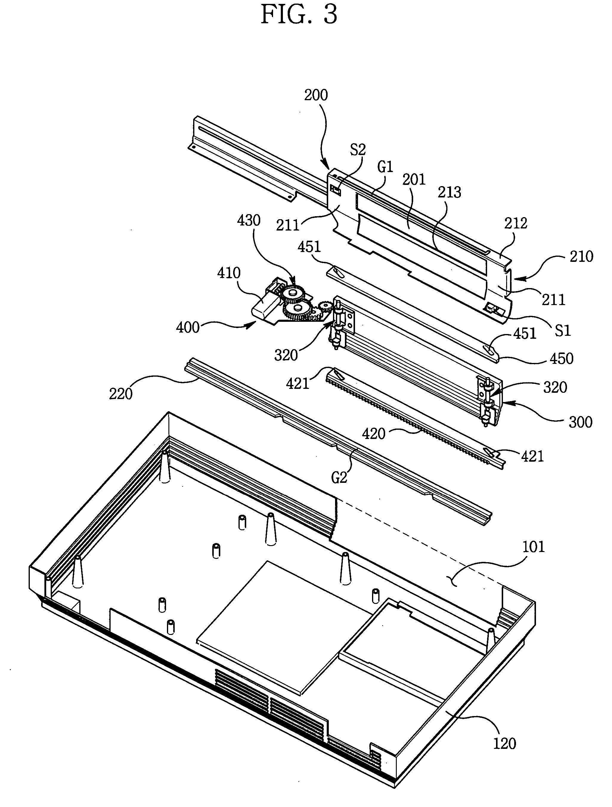 Automatic door mechanism for projector