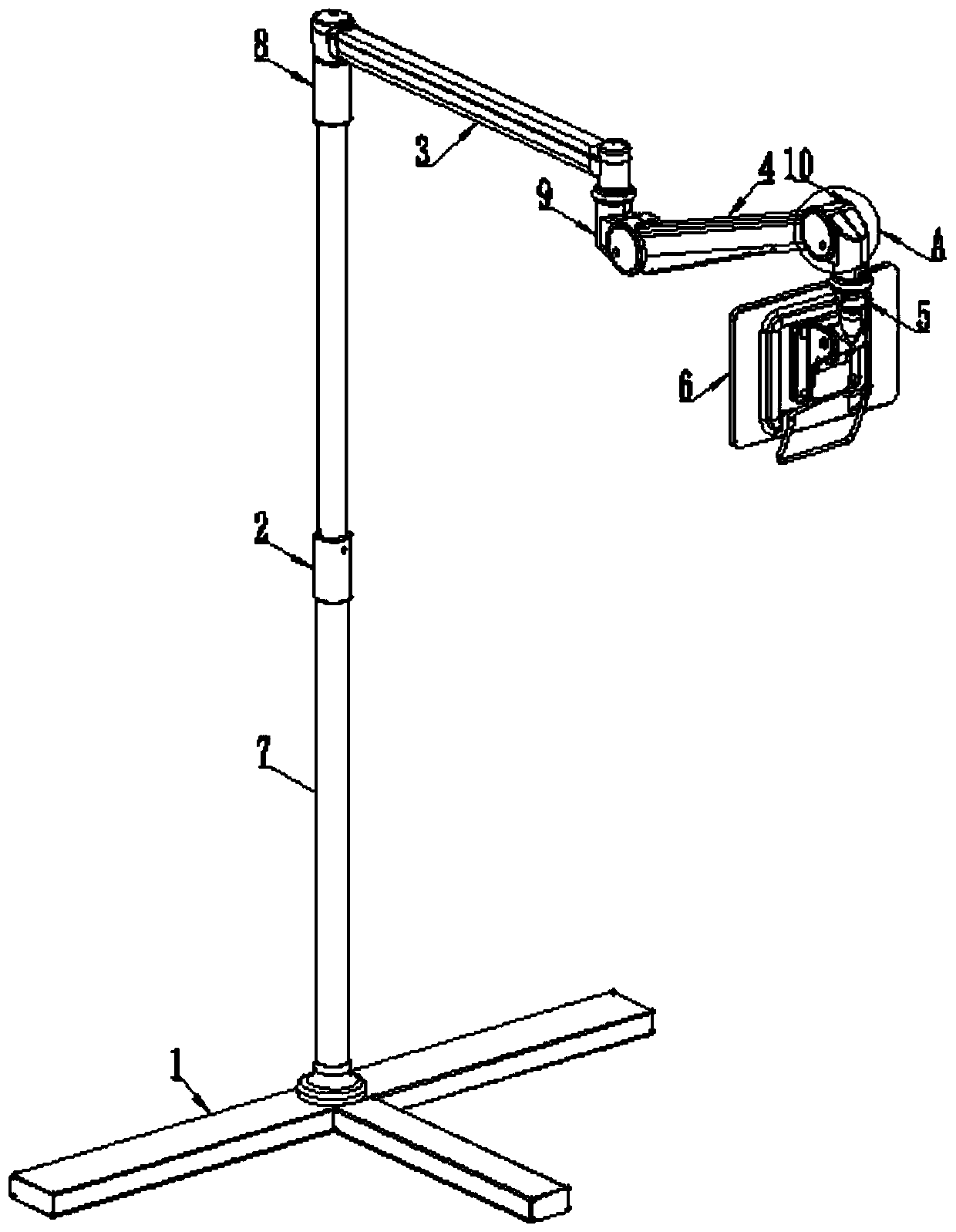 Medical tablet computer or display support with T-shaped base