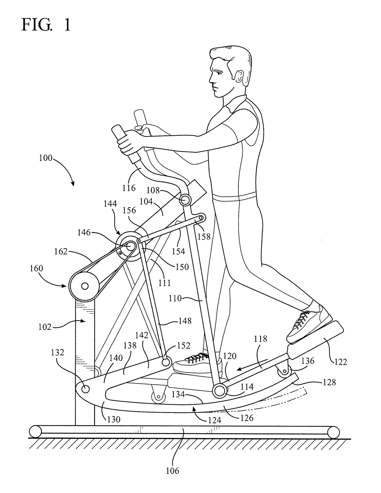 Elliptical exercise device with moving control tracks