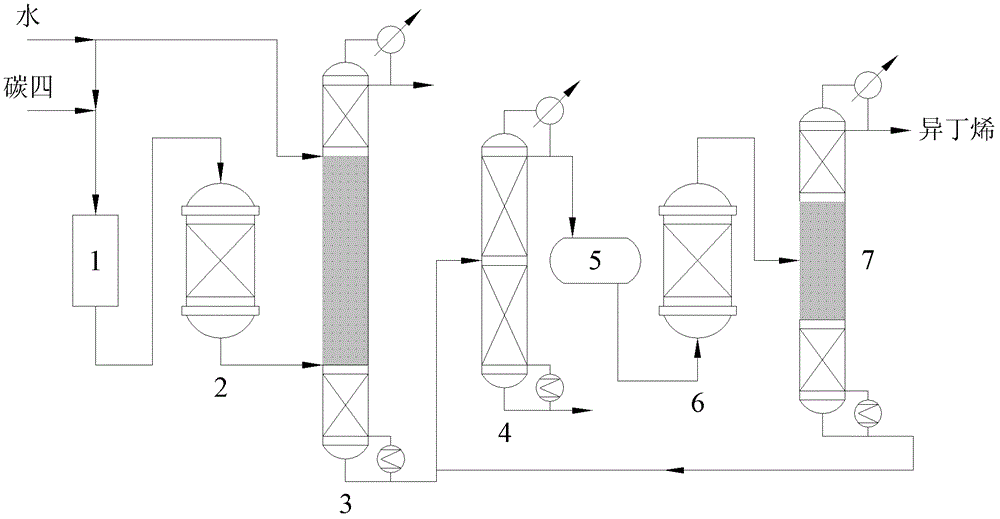 Method for preparing high-purity isobutene from raffinate C4 by means of separation