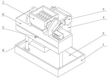 A fiber raw material crushing device for paper product processing