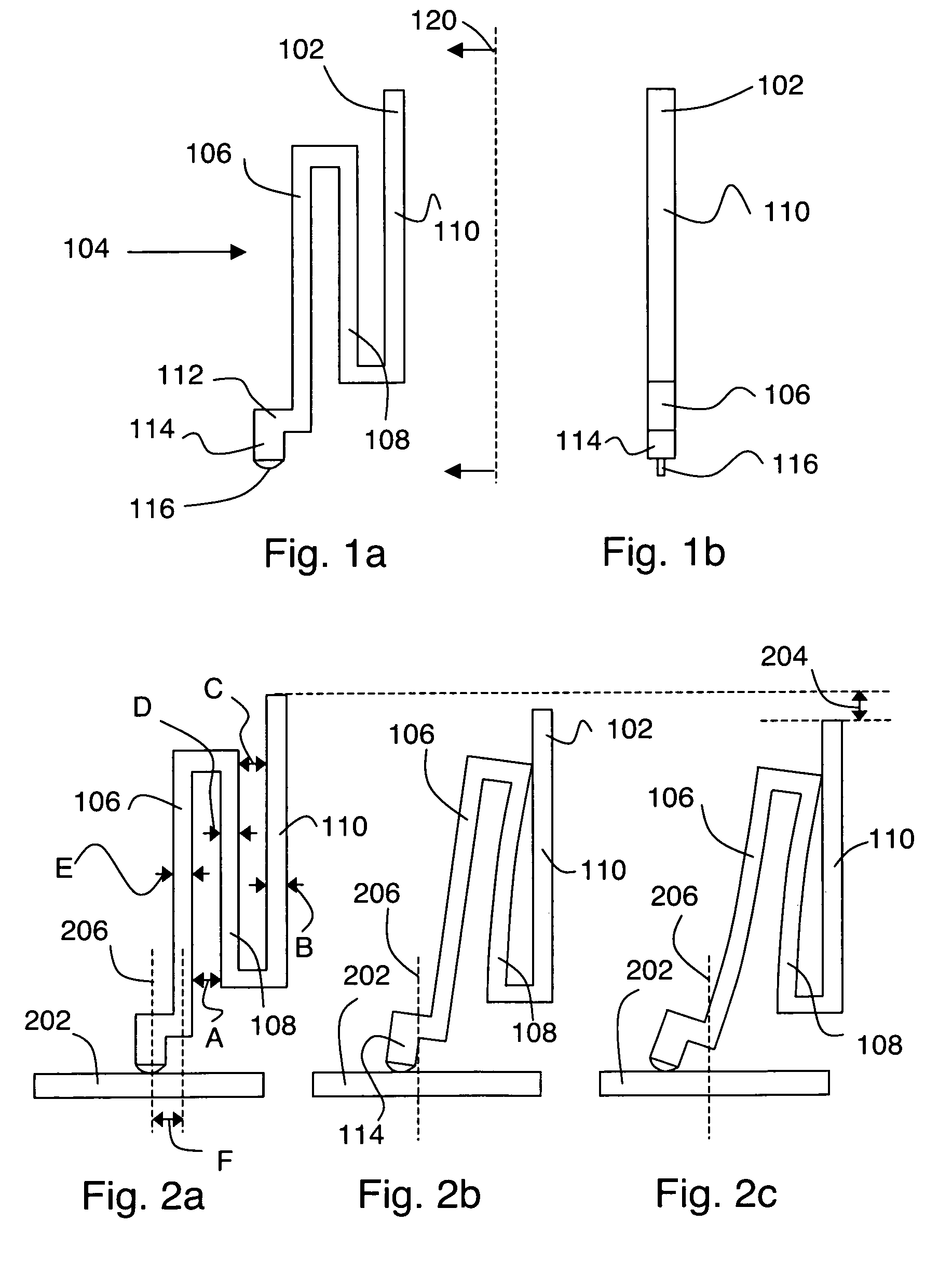 Low profile probe having improved mechanical scrub and reduced contact inductance