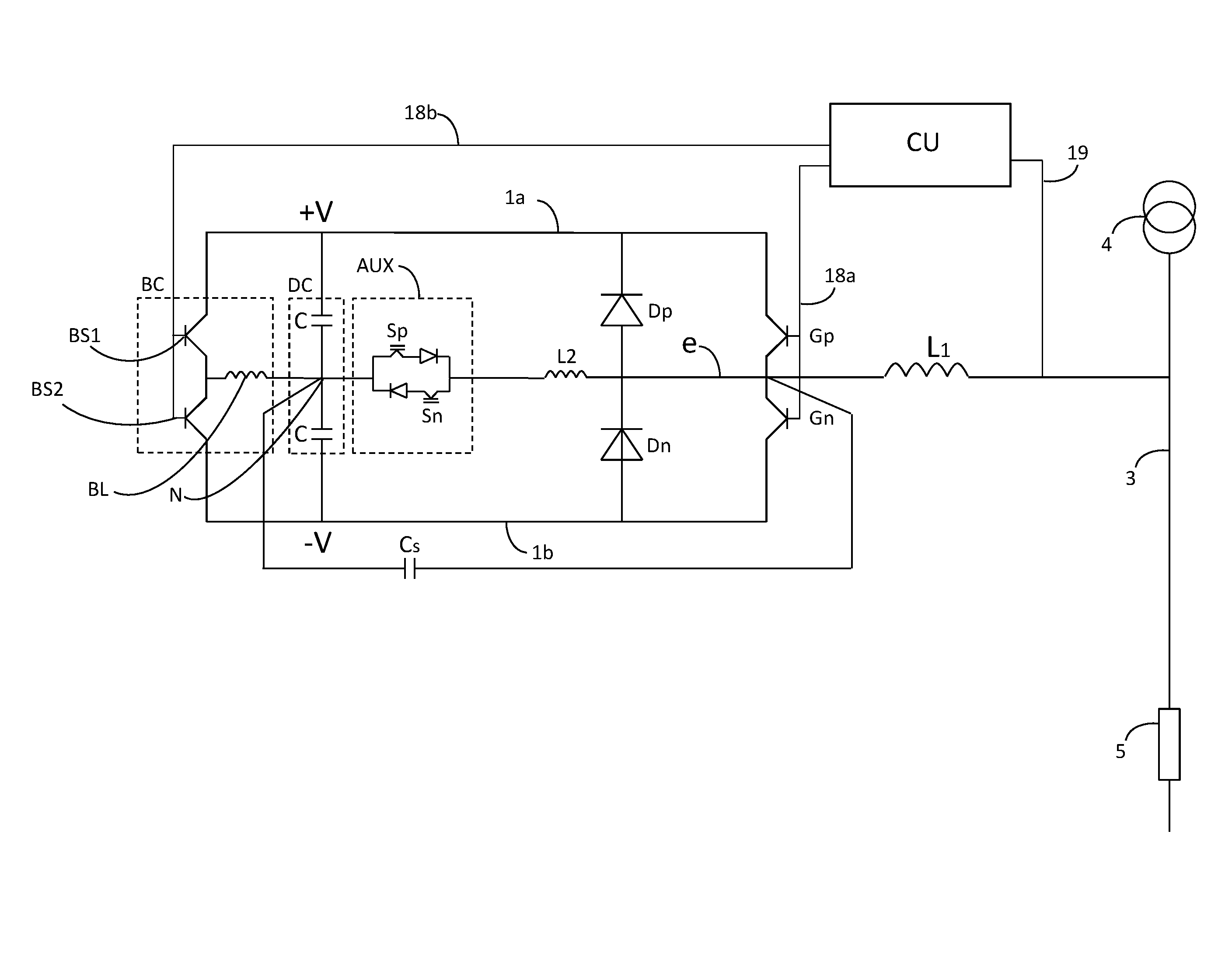 Auxiliary resonant commutated pole converter with voltage balancing circuit