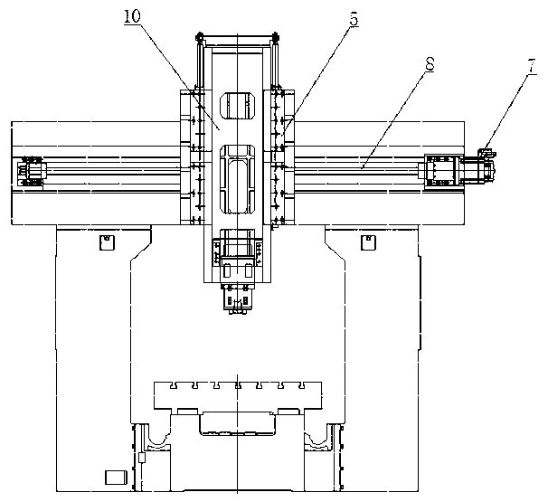 Numerical control gantry milling machine of fixed beam