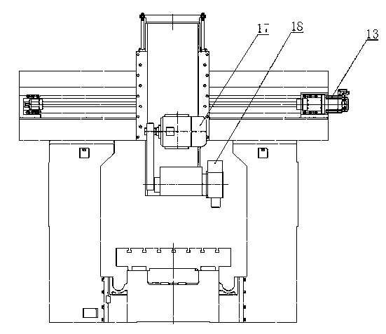 Numerical control gantry milling machine of fixed beam