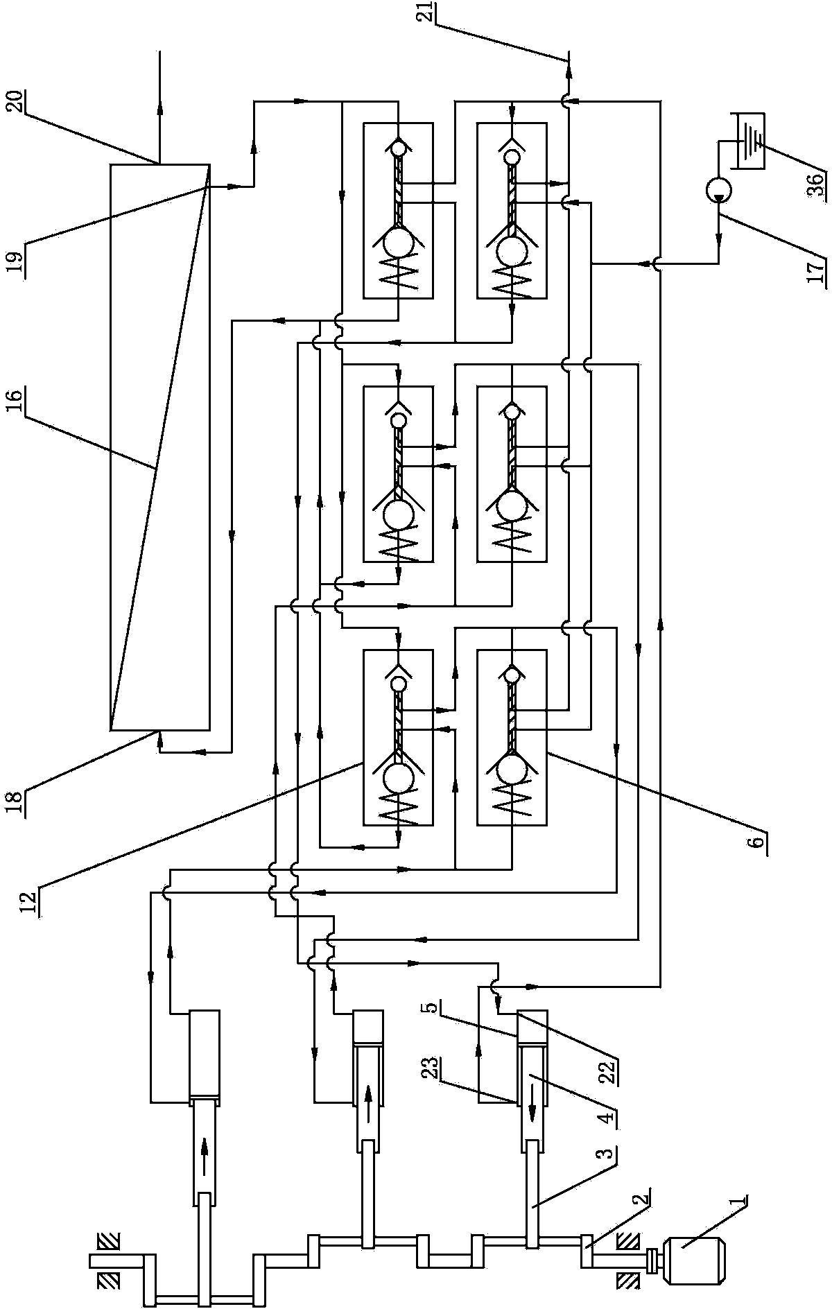 Three-cylinder reverse osmosis seawater desalting and concentrated seawater energy recycling system