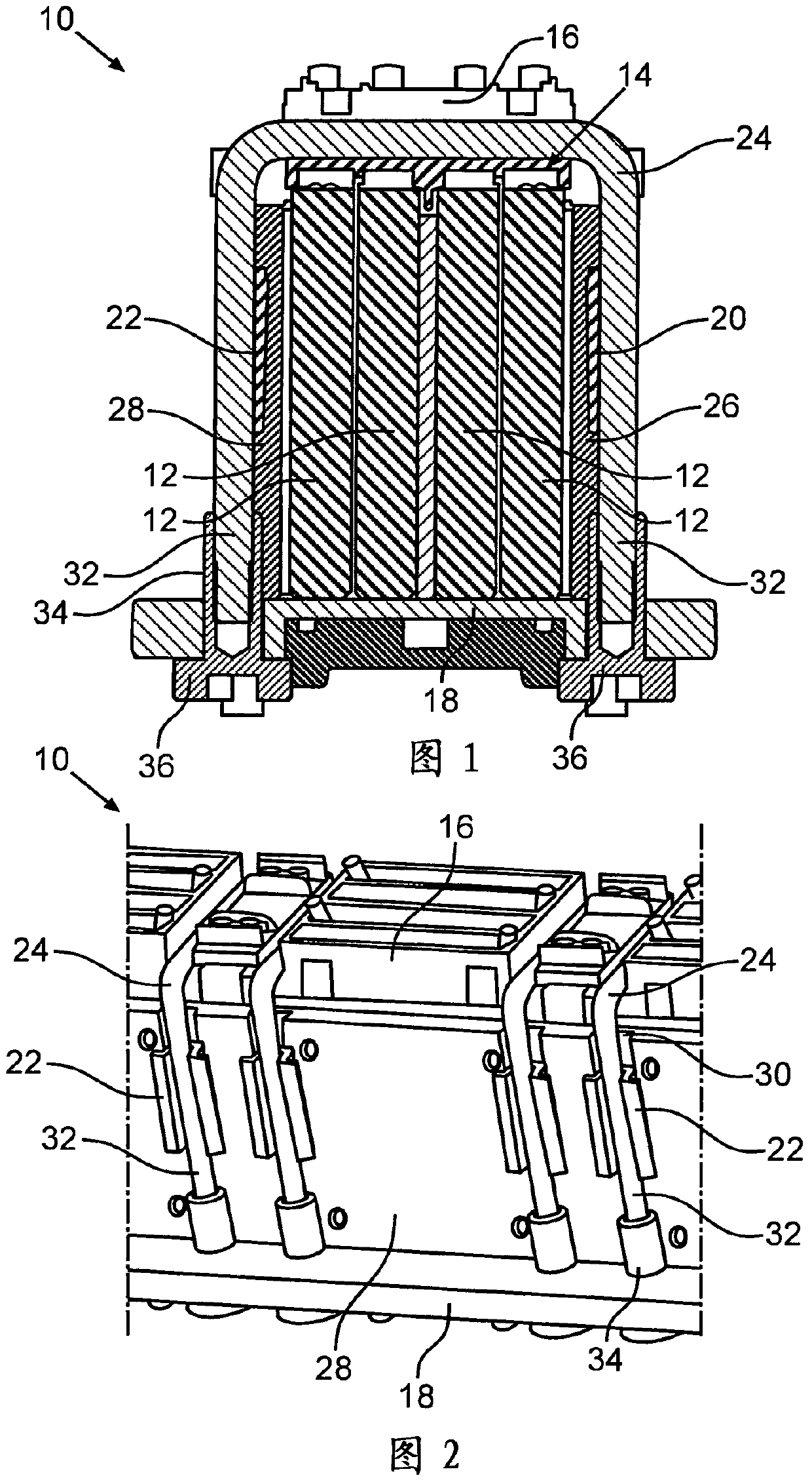 Battery having a plurality of battery cells