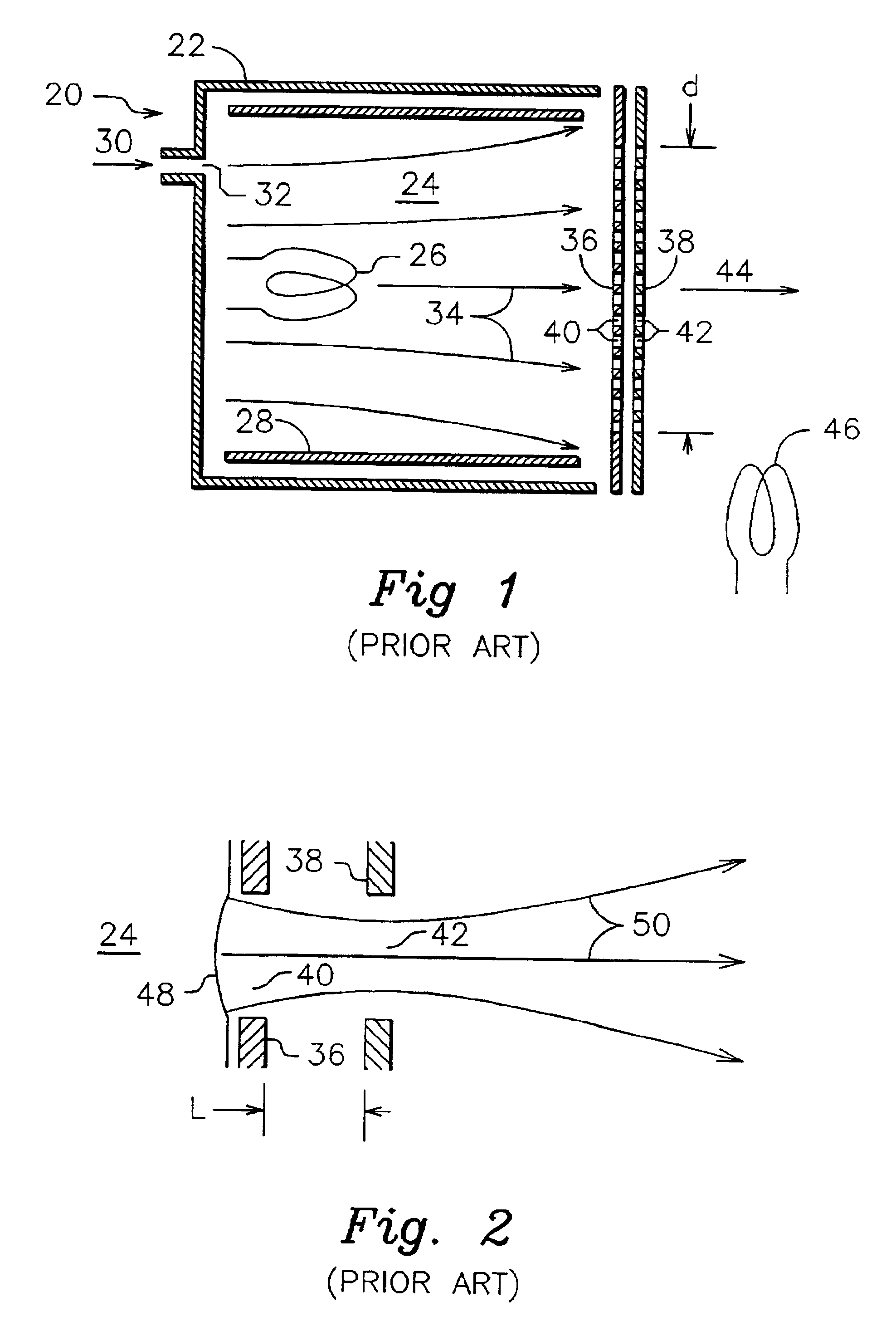 Ion optics with shallow dished grids