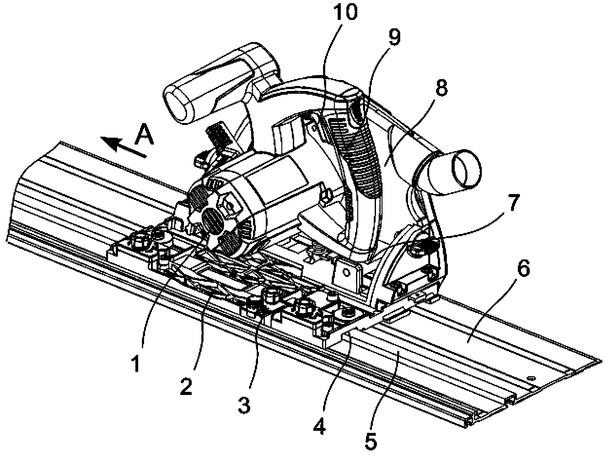 Movable lock catch and handheld circular saw