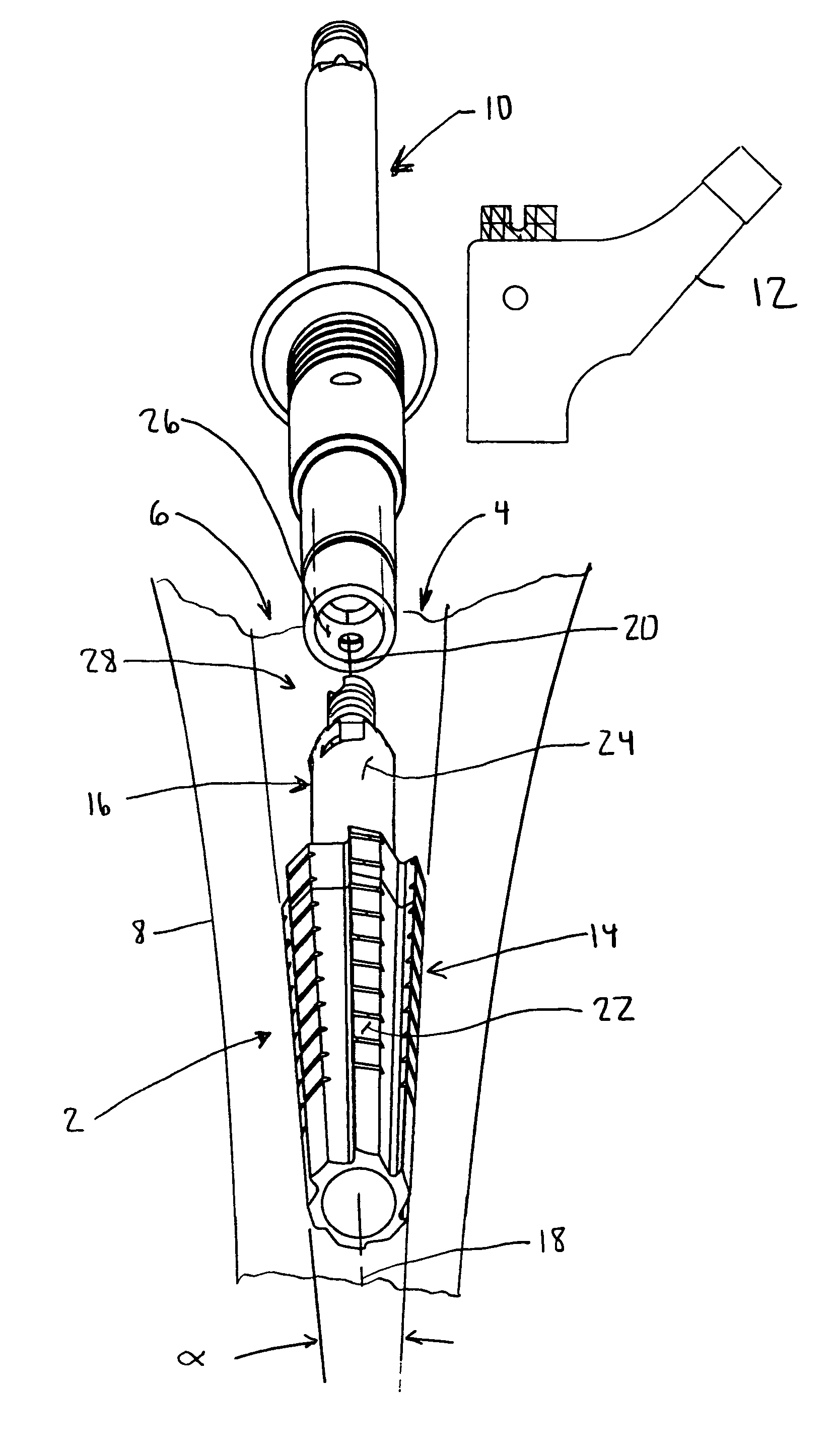 Modular tapered reamer for bone preparation and associated method