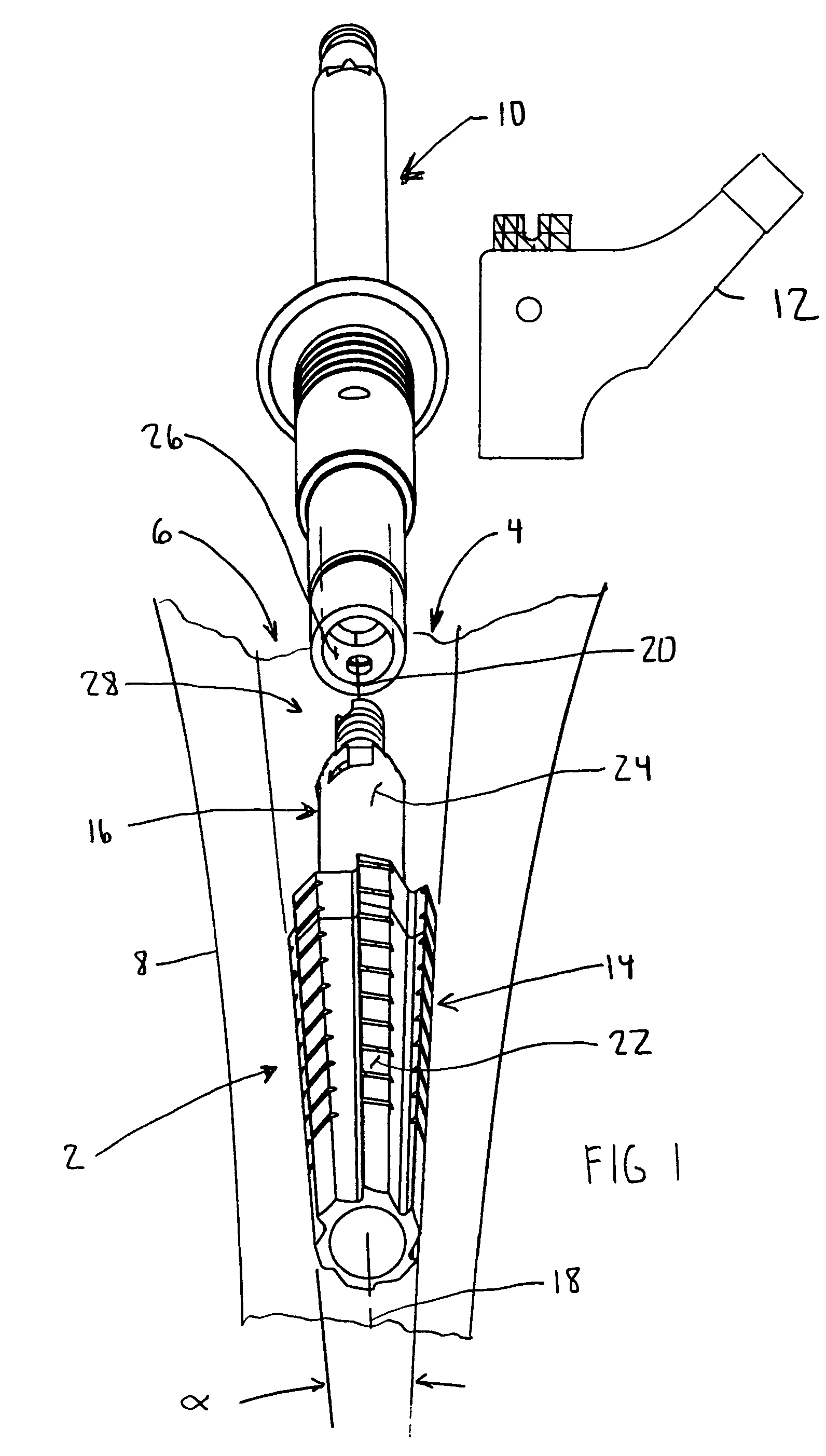 Modular tapered reamer for bone preparation and associated method