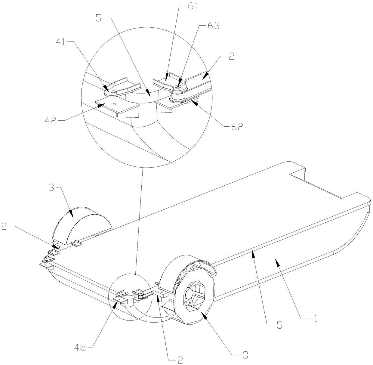 A surface cleaning vessel with a folded structure of paddle wheels