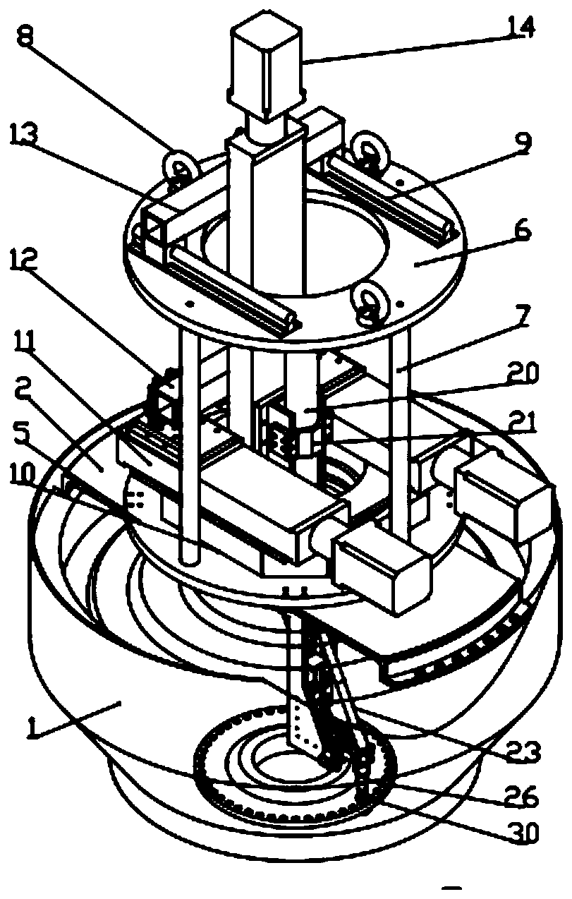 Aero-engine internal nut universal joint driven tightening device and method