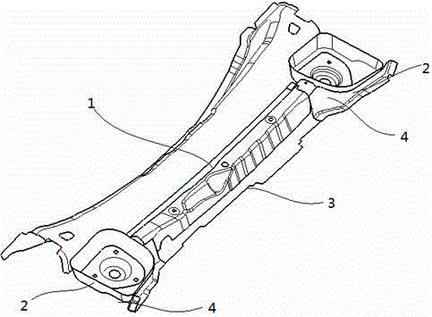 Structure for improving gutter channel modality and lateral rigidity of shock absorber support