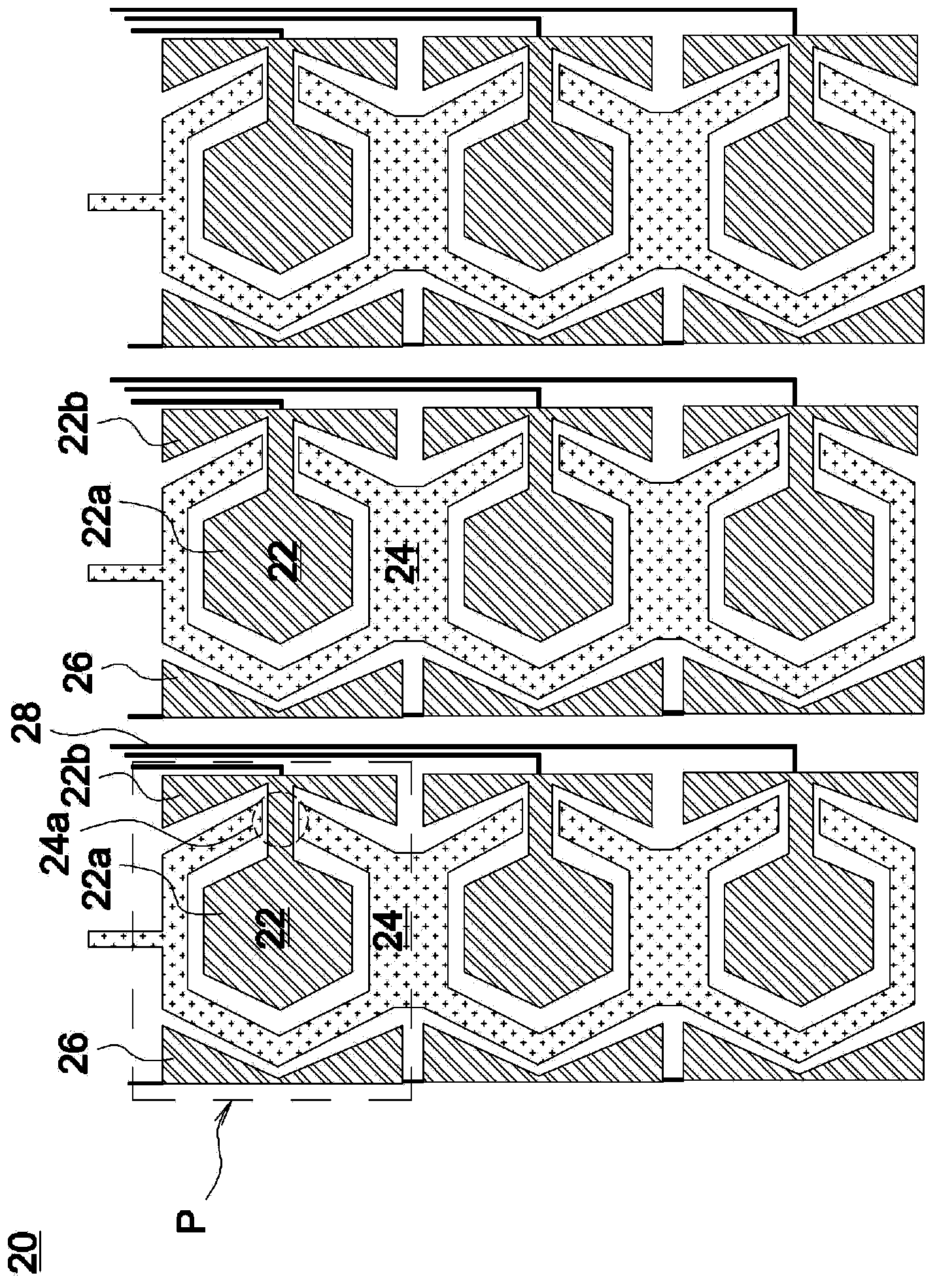 Touch-sensing electrode structure and touch-sensitive device