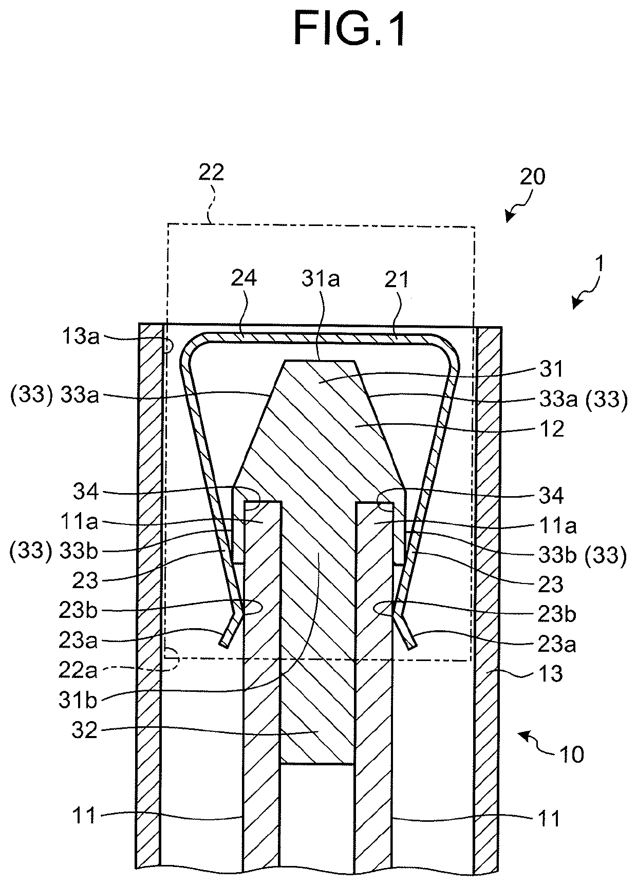 Connector device with guide surface