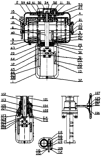 A thin-film executive mechanism with a side-type handwheel mechanism