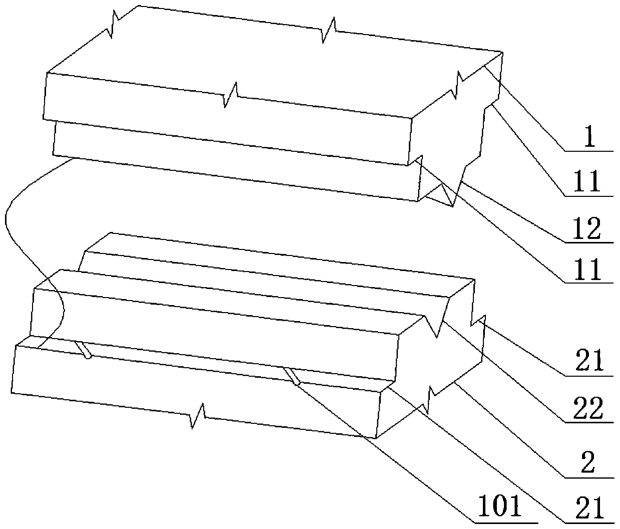 Horizontal connecting structure for assembled wall