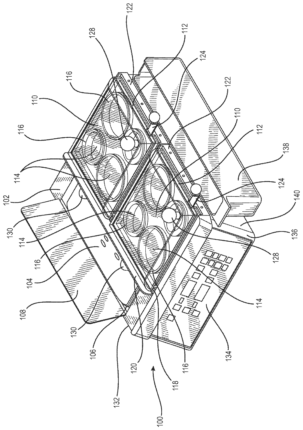 Food cooking appliance utilizing both steam and heat for rapidly cooking food products