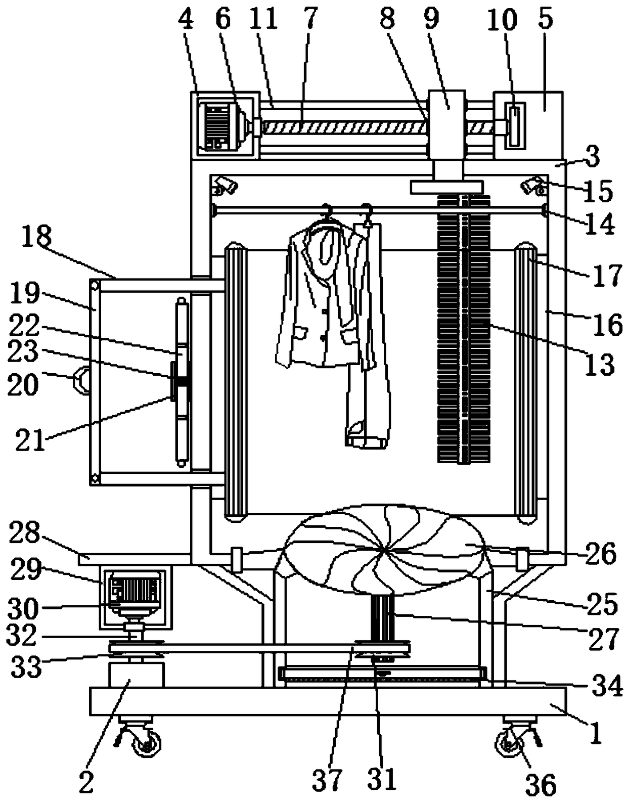 Clothes drying treatment device with dustproof function