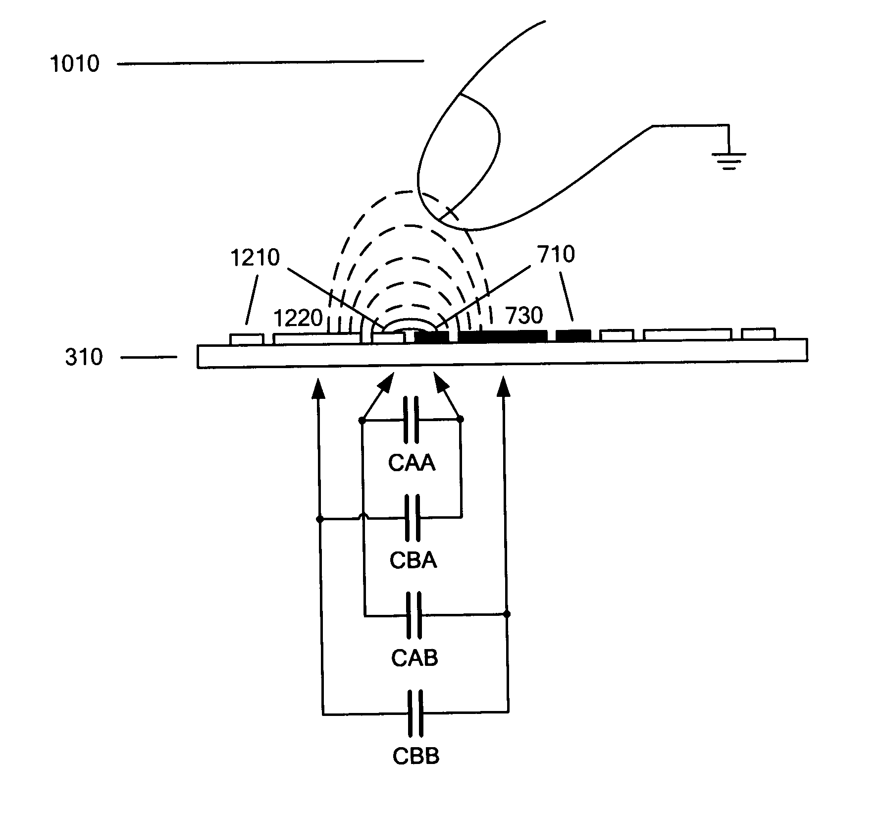 Capacitive touch panel with height determination function