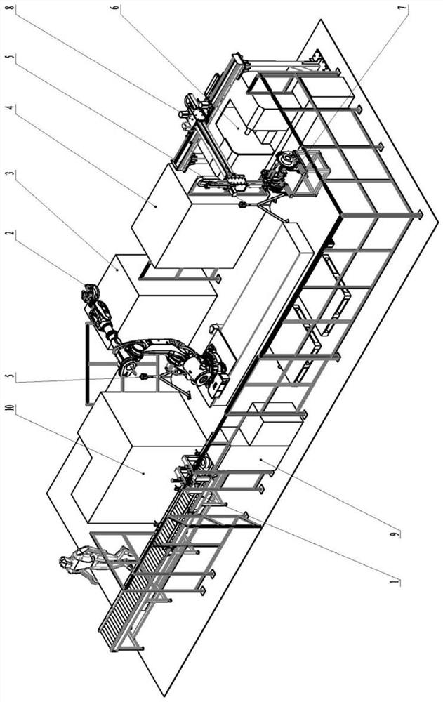 A brake disc machining robot loading and unloading production line and production method