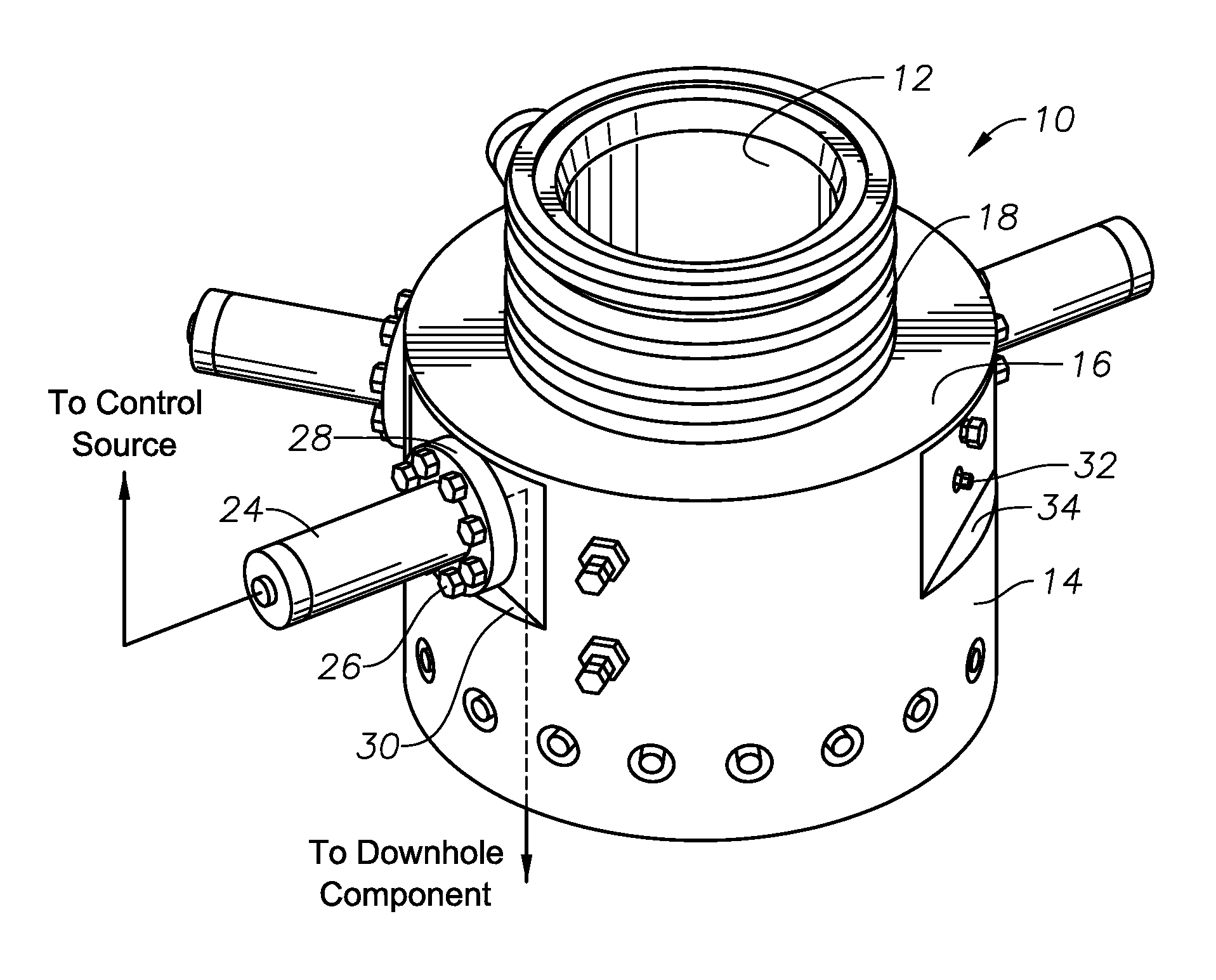 Metal-to-metal sealing arrangement for control line and method of using same