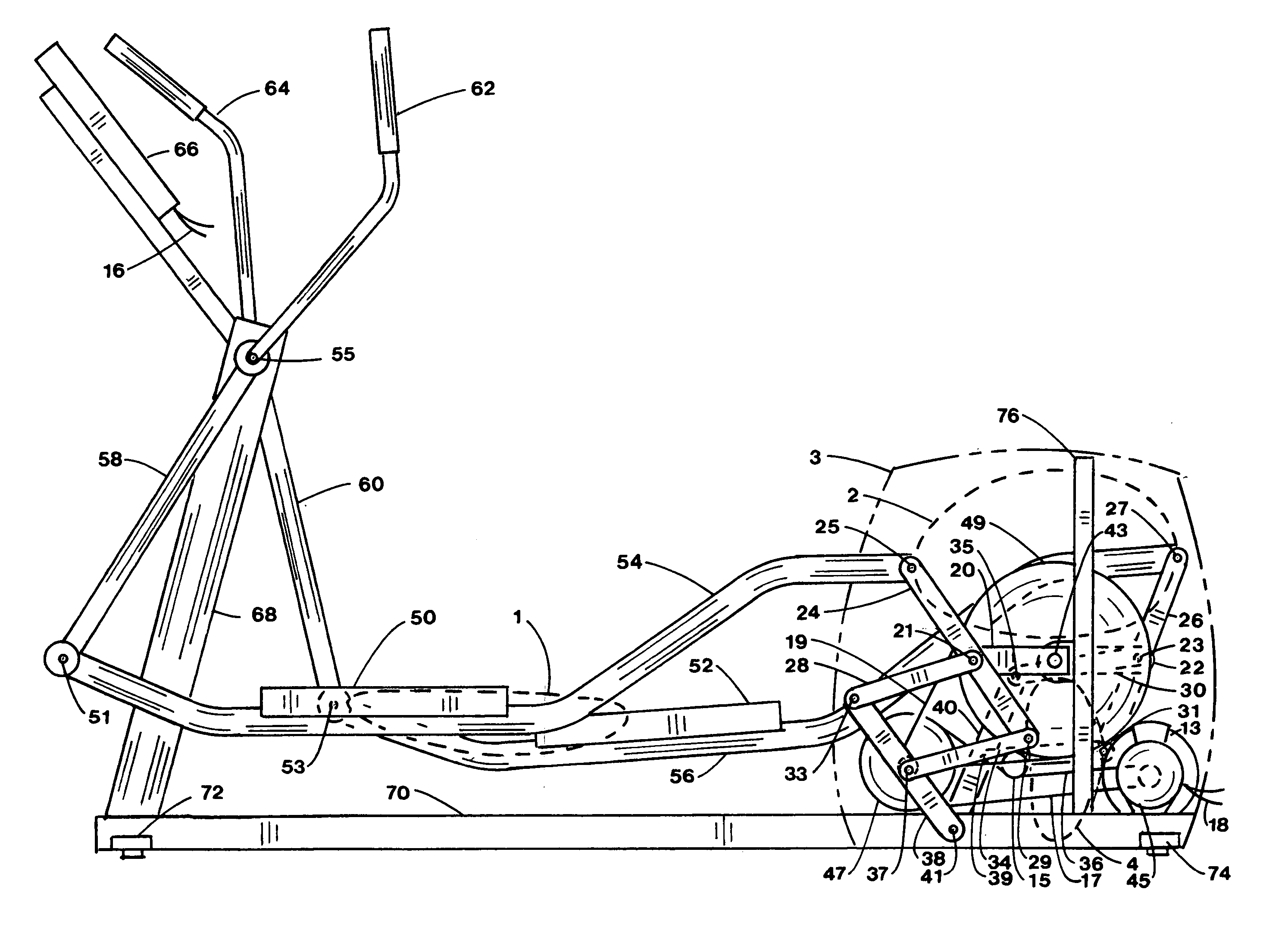 Orbital exercise machine with arm exercise