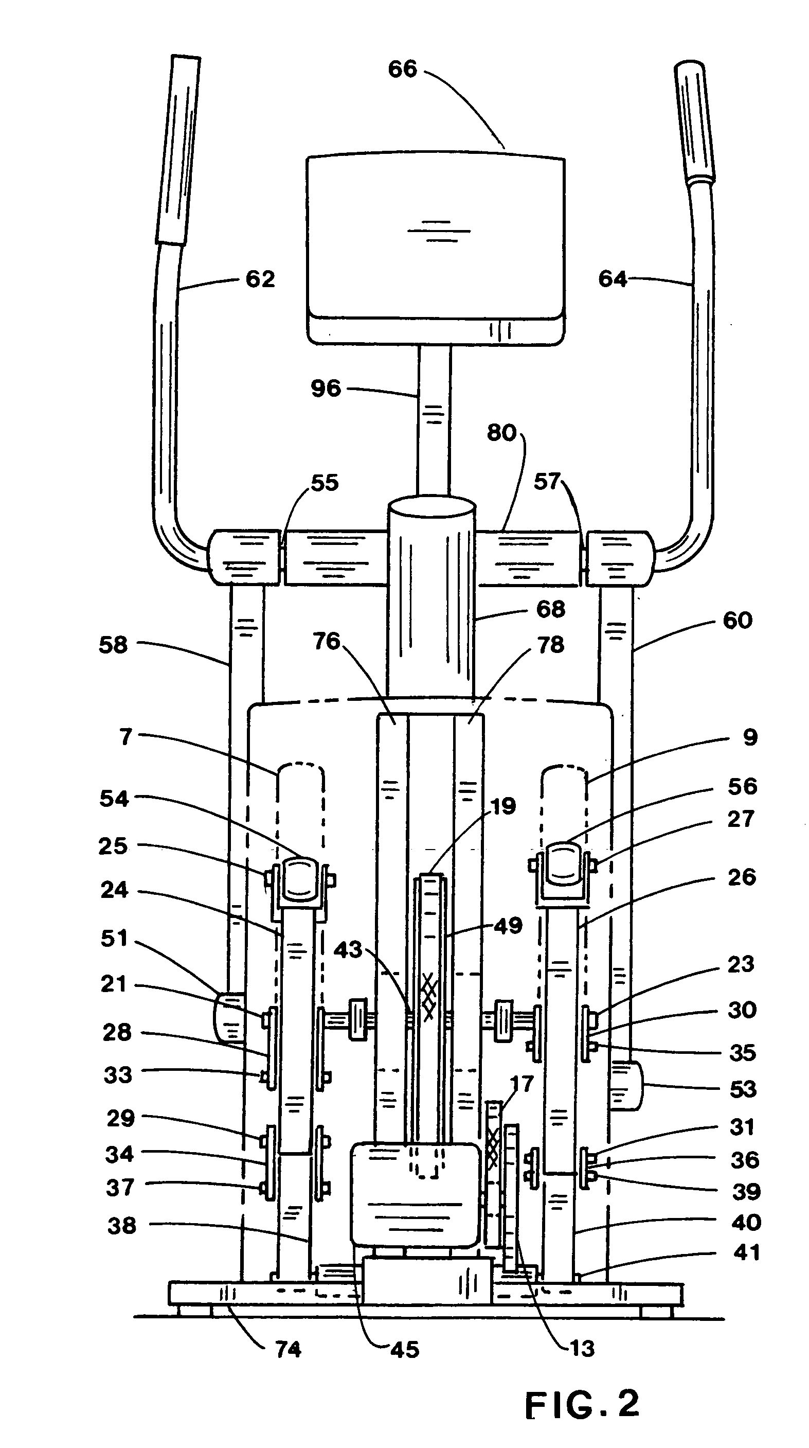 Orbital exercise machine with arm exercise