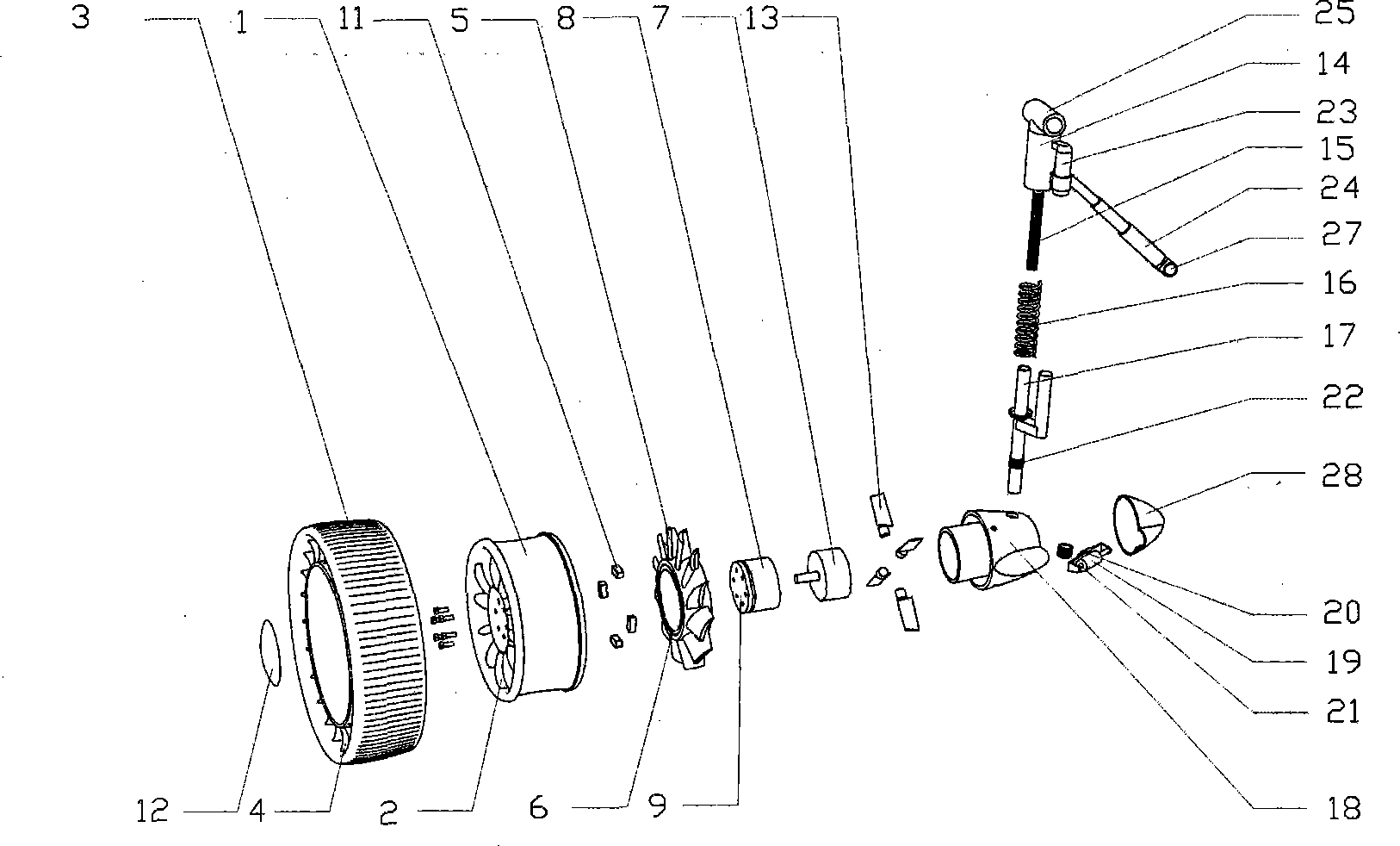 Flying wheel system and flying vehicle applying same