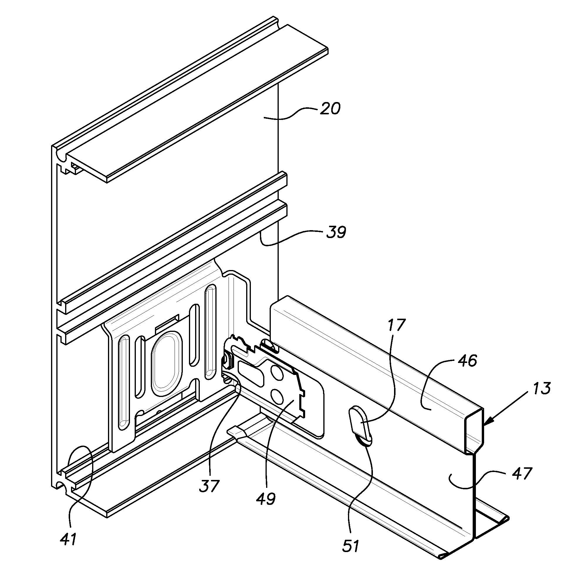 Grid runner to perimeter trim clip