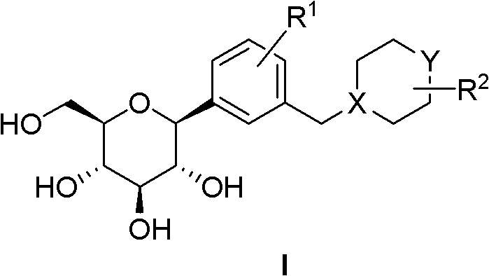 C-glucoside derivatives containing saturated six-membered ring as well as preparation method and application thereof