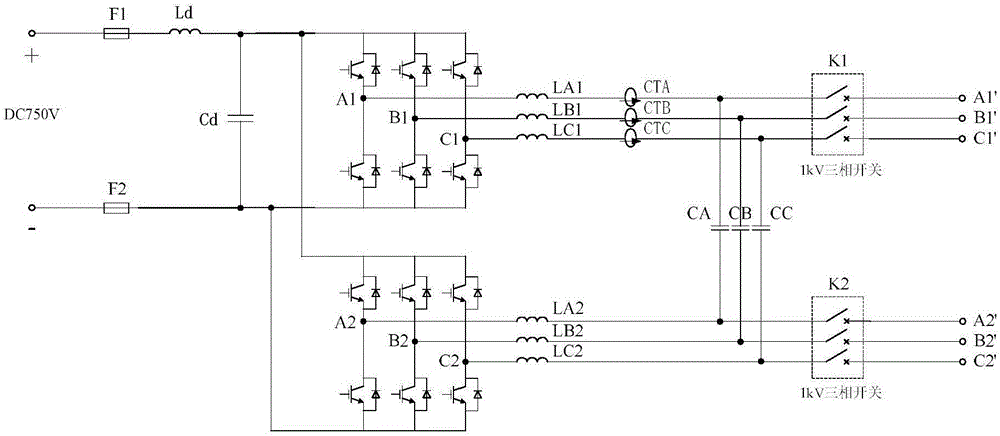 Series-parallel connection structure-based modularization subway energy feedback apparatus