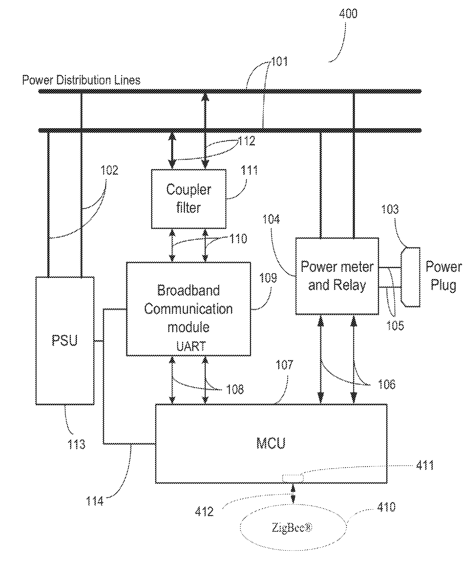 Sensor having an integrated Zigbee® device for communication with Zigbee® enabled appliances to control and monitor Zigbee® enabled appliances