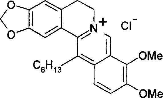 Use of chloride 13-hexyl berberine and chloride 13-hexyl palmatine in preparation of medicine for treating skin mucosa herpes viral infection