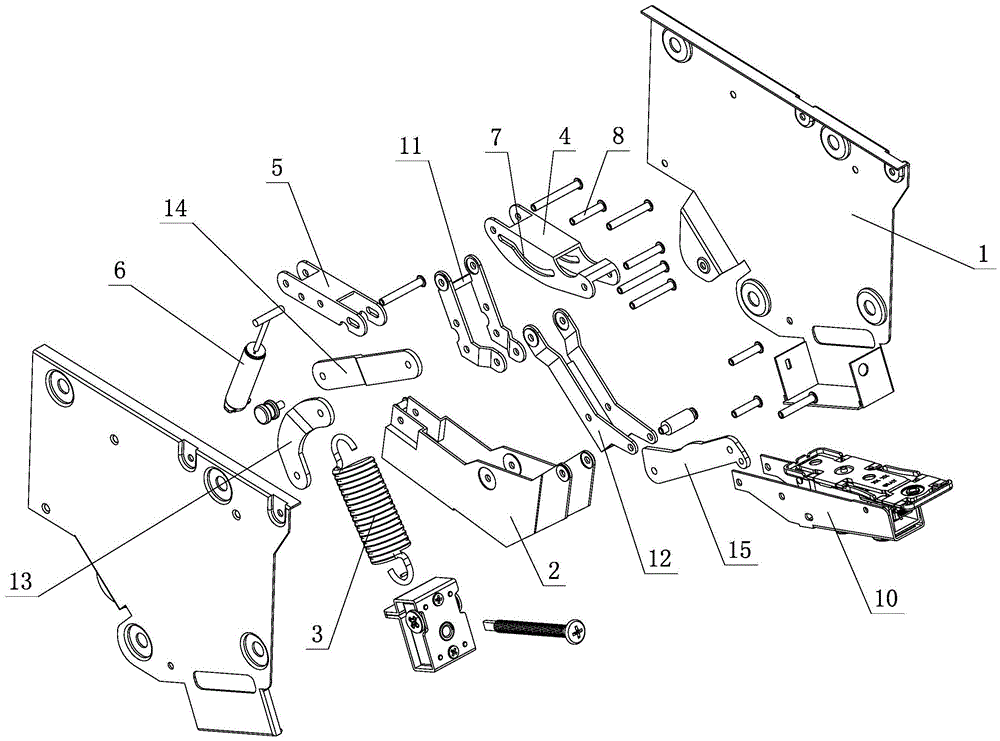 Damping and hovering structure of furniture tilt-up door