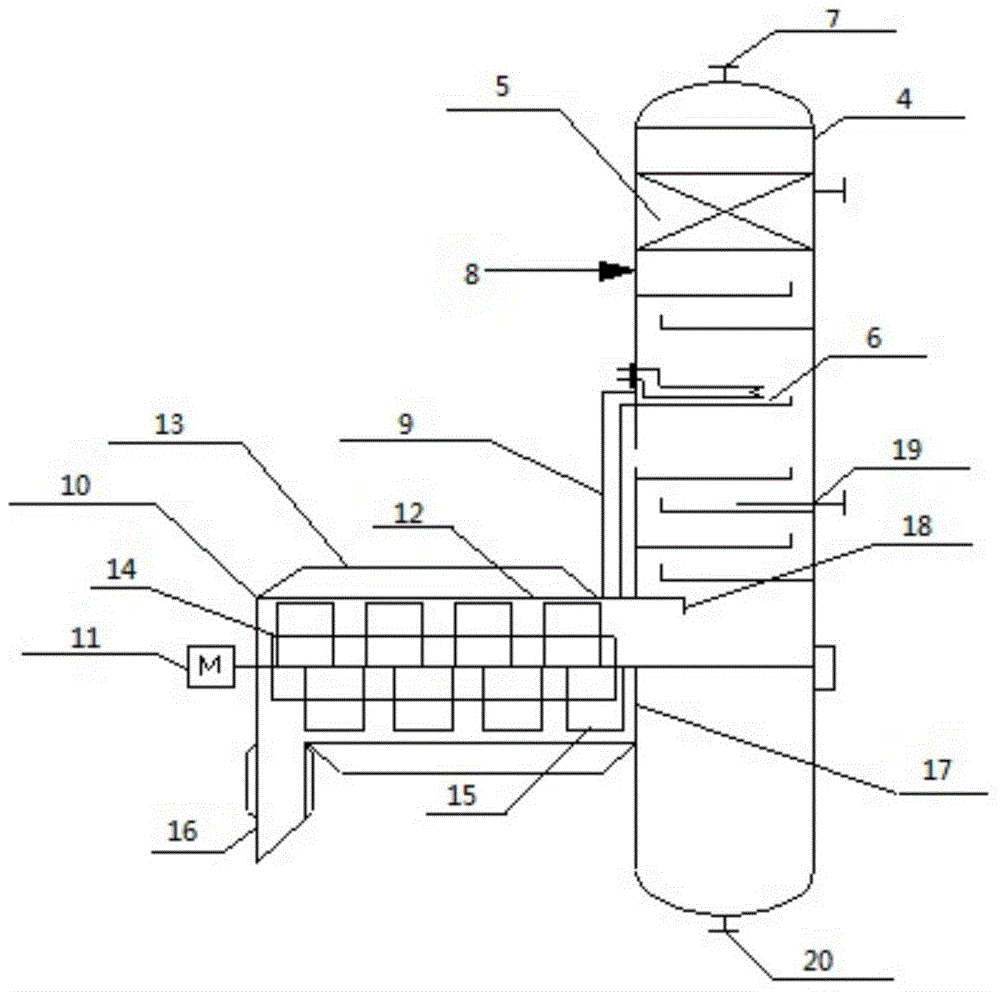 A scraped rectification tower for refining adiponitrile and adiponitrile refining process