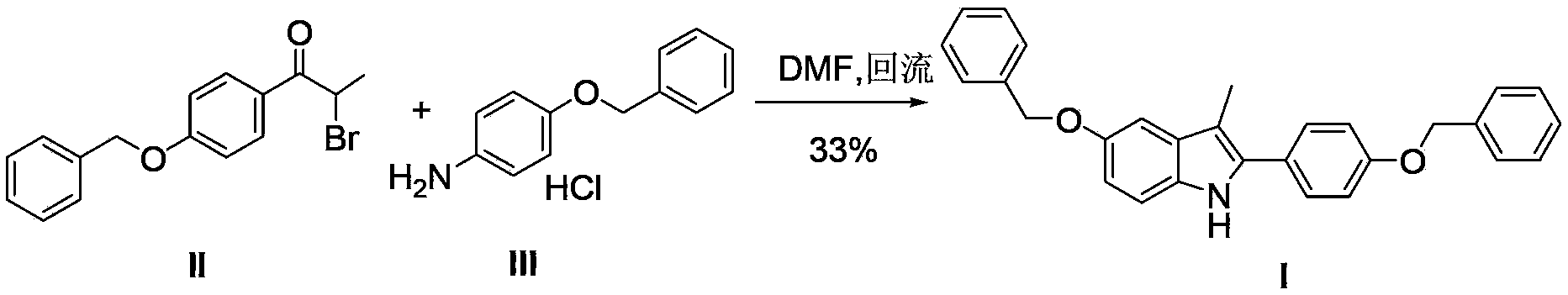 Preparation method for 5-benzyloxy-2-(4-benzyloxyphenyl)-3-methyl-1H-indole